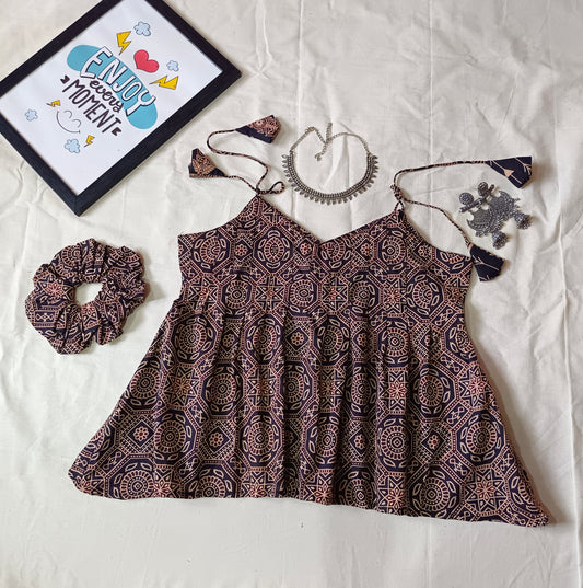 Samesu cotton sleeveless top + 1scrunchie